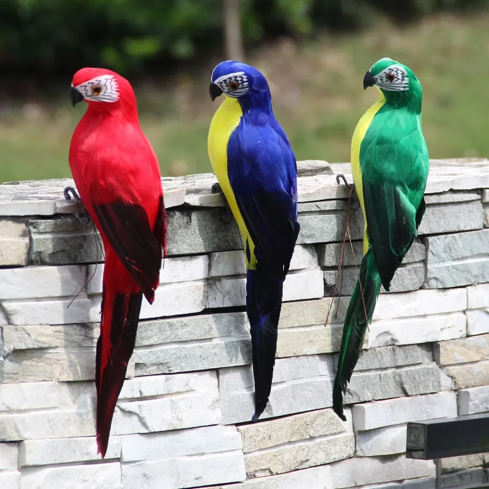 

35cm Simulation Parrot Creative Handmade Foam Feather Macaw Lawn Figurine Ornament Fake Animal Bird Garden Prop Decoration