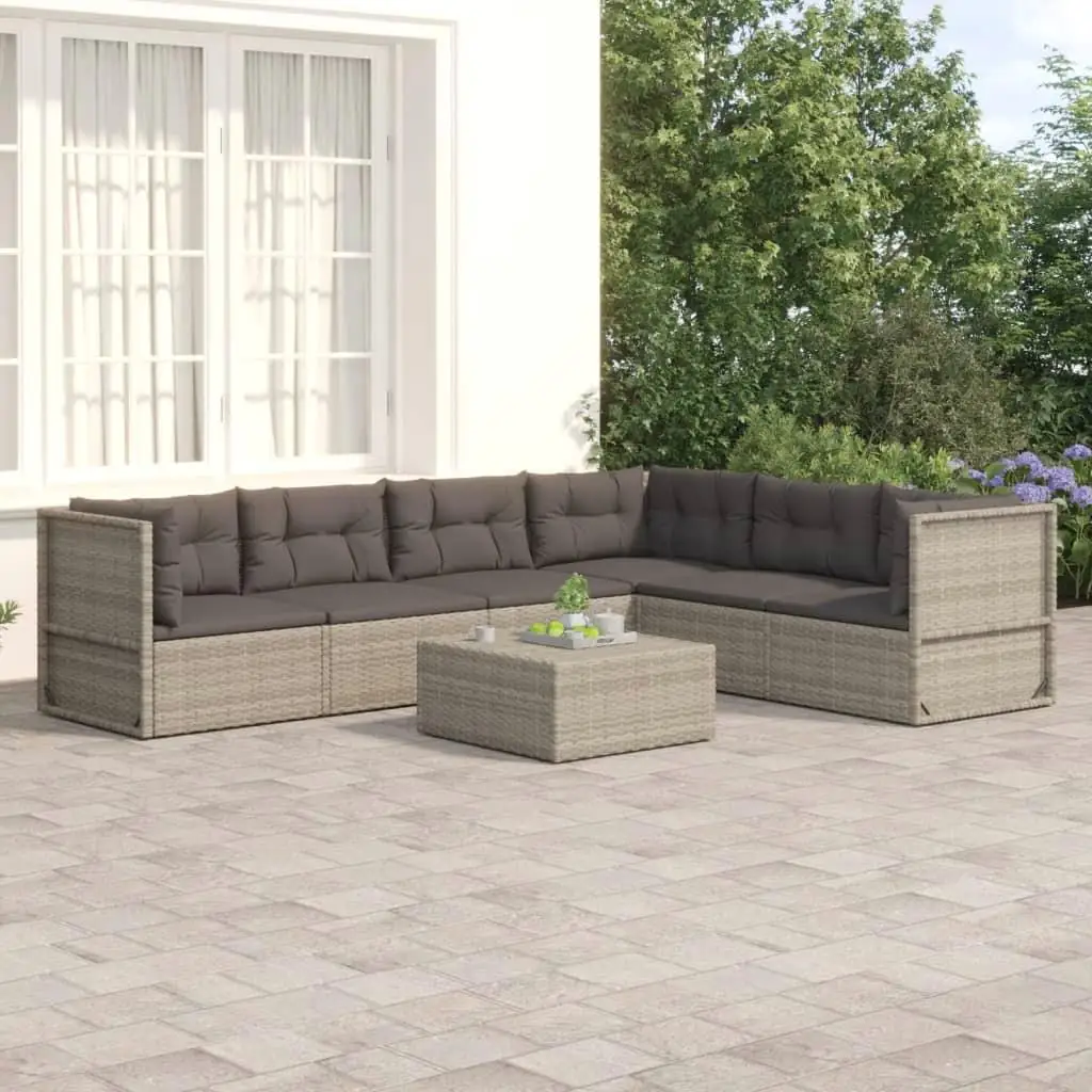 Ensemble de salon avec coussins, rotin gris XR, 6 pièces, mobilier d'extérieur pour jardin et terrasse