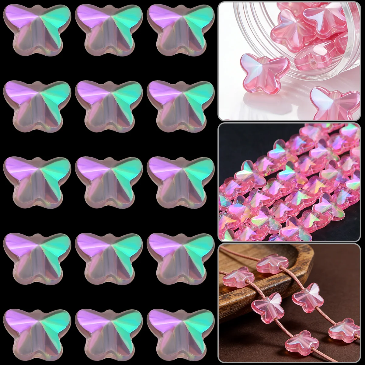 

100/200pcs 10x8mm Butterfly Acrylic Beads Colorful Faceted Loose Spacer Beads for DIY Jewelry Making Bracelet Necklace Supplies