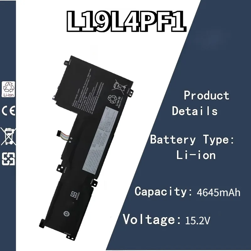 

Совершенно новый аккумулятор для ноутбука 15,2 В 4645 мАч L19L4PF1 для Xiaoxin 15IIL/ARE/ALC/ITL 2020 2022 L19M L19L4PF1 аккумулятор для ноутбука
