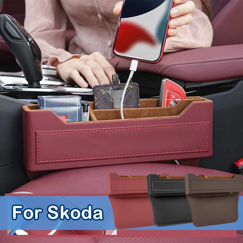 

Leather Car Seat Cap 0rganizer Mhltifunction Console Crevice Fi1ler Side Storage Box For Skoda Octavia 3 A7 MK3 5E 2015-2020