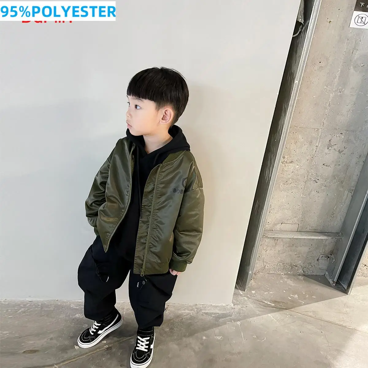 Korean Teen Boys Jackets Spring Autumn Kids Zipper  Windbreaker Coat Casual Outerwear Children Top Bomber Jacket for Baby 3-11Y