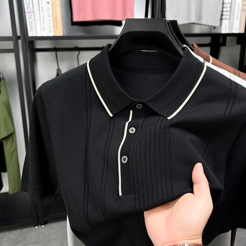 Men's Polo Shirts T shirt Old Money Style Knitted Short Sleeve Casual Silk Blend Summer Fashion
