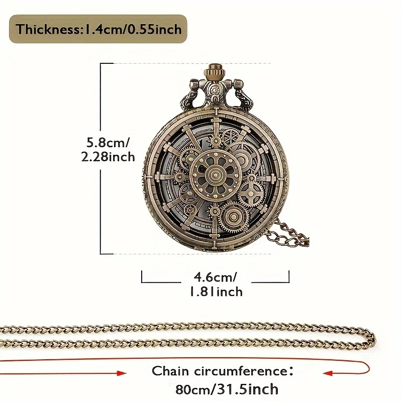 Bronze Hollow Gear Design Quartz Pocket Watch Vintage Necklace Gifts Fashion New Men Women Exquisite Retro Watches Relogios