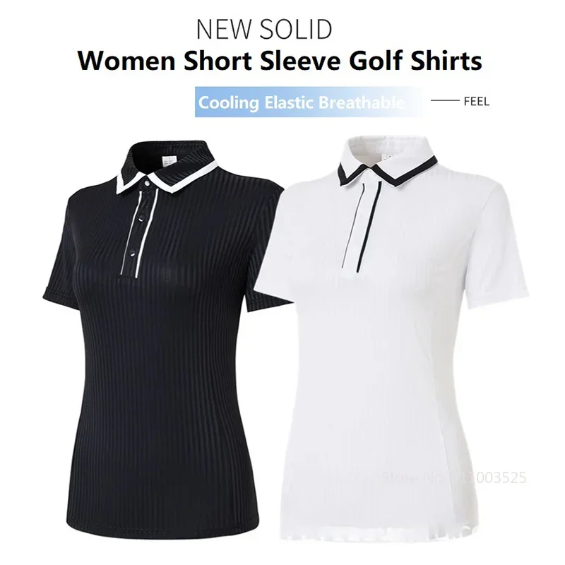 

2025 New Women Summer Polo Shirt Lady Breathable Casual Golf T-shirt Comfortable Solid Sports Golf Tops Anti-sweat Sportswear