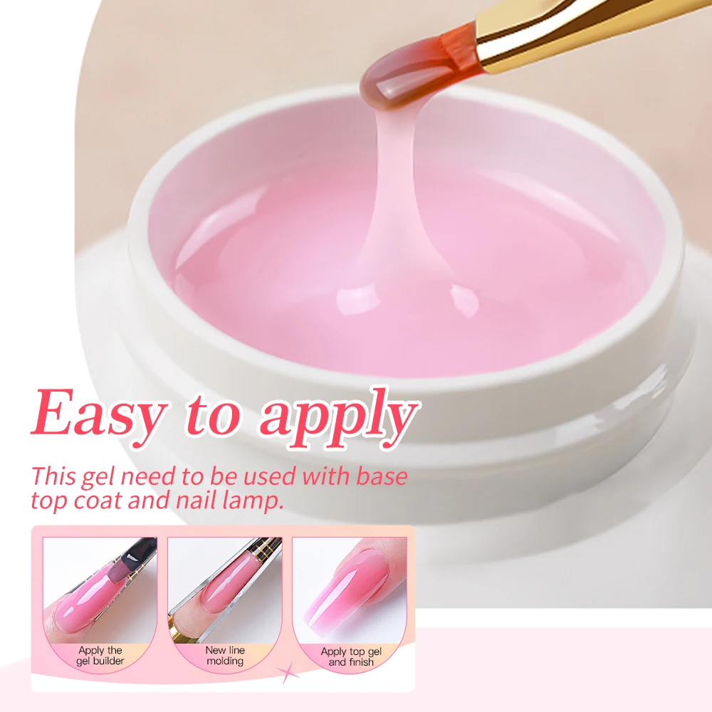 15ml Extension Gel Nail Polish Builder Nails Gels Clear Nude Pink Nail Art UV LED 12 Colors Hard Gel Manicur Semi Permanent