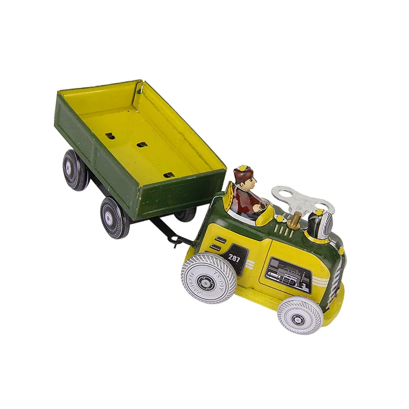 1Pcs Fun Vintage Tractor Transporter Toys Cute Wind Up Robot Mechanical Model Nostalgia Clockwork Toy Kids Toy Gift Collectibles