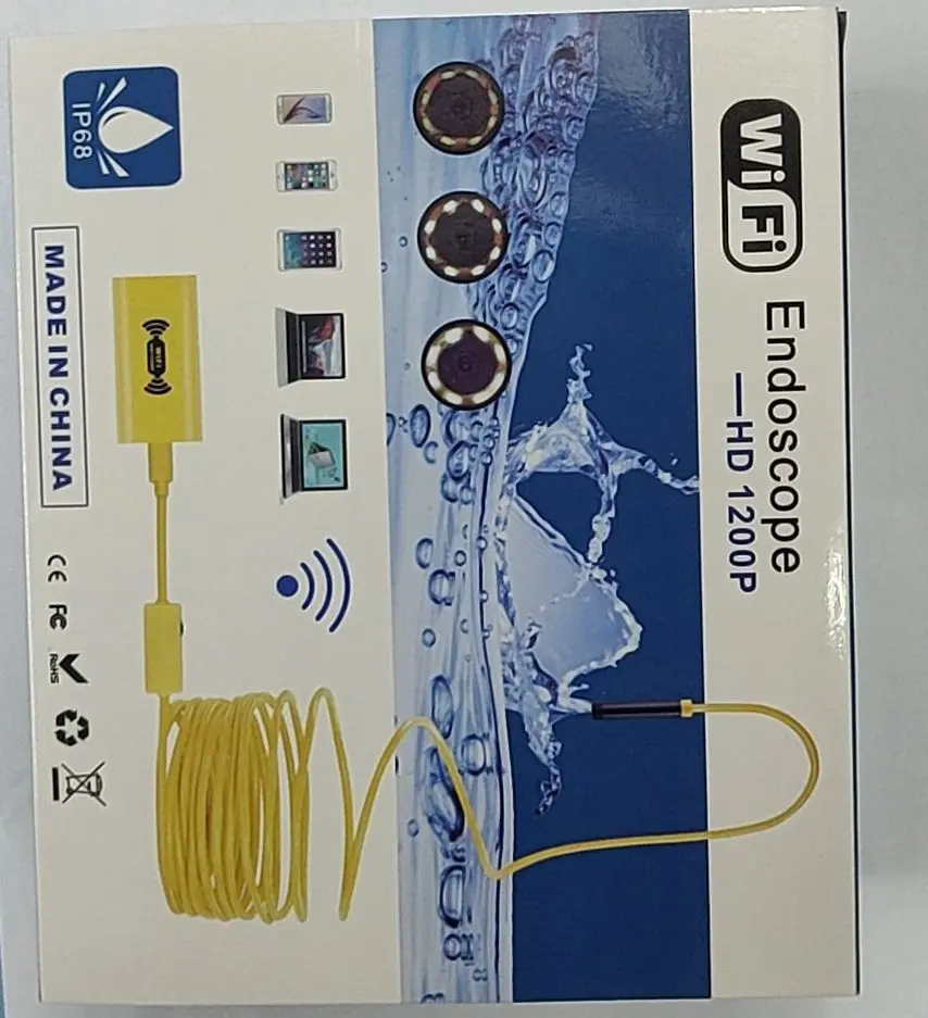 2MP 1200P Semi-Rigid Cable Wireless WIFI Endoscope For Android&ISO Smart Phone Inspection Pipe Scope