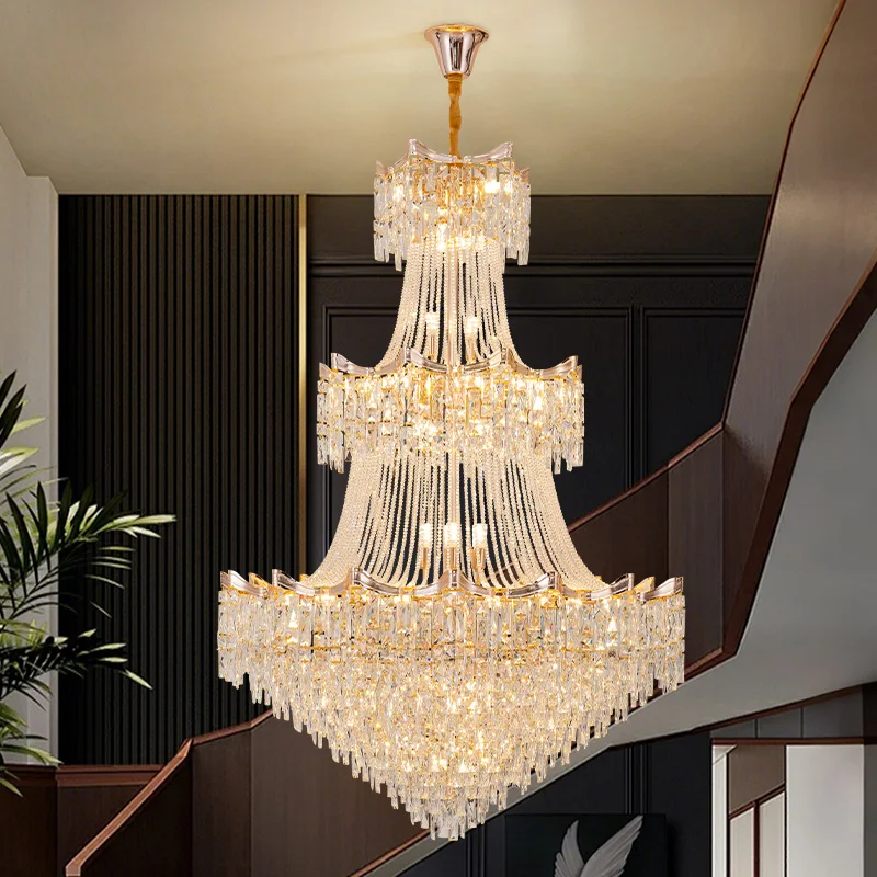 Duplex Living Room Led  Large Chandelier Luxury And Atmospheric Villa Staircase Hotel Lobby Self Built House Led Ceiling Light