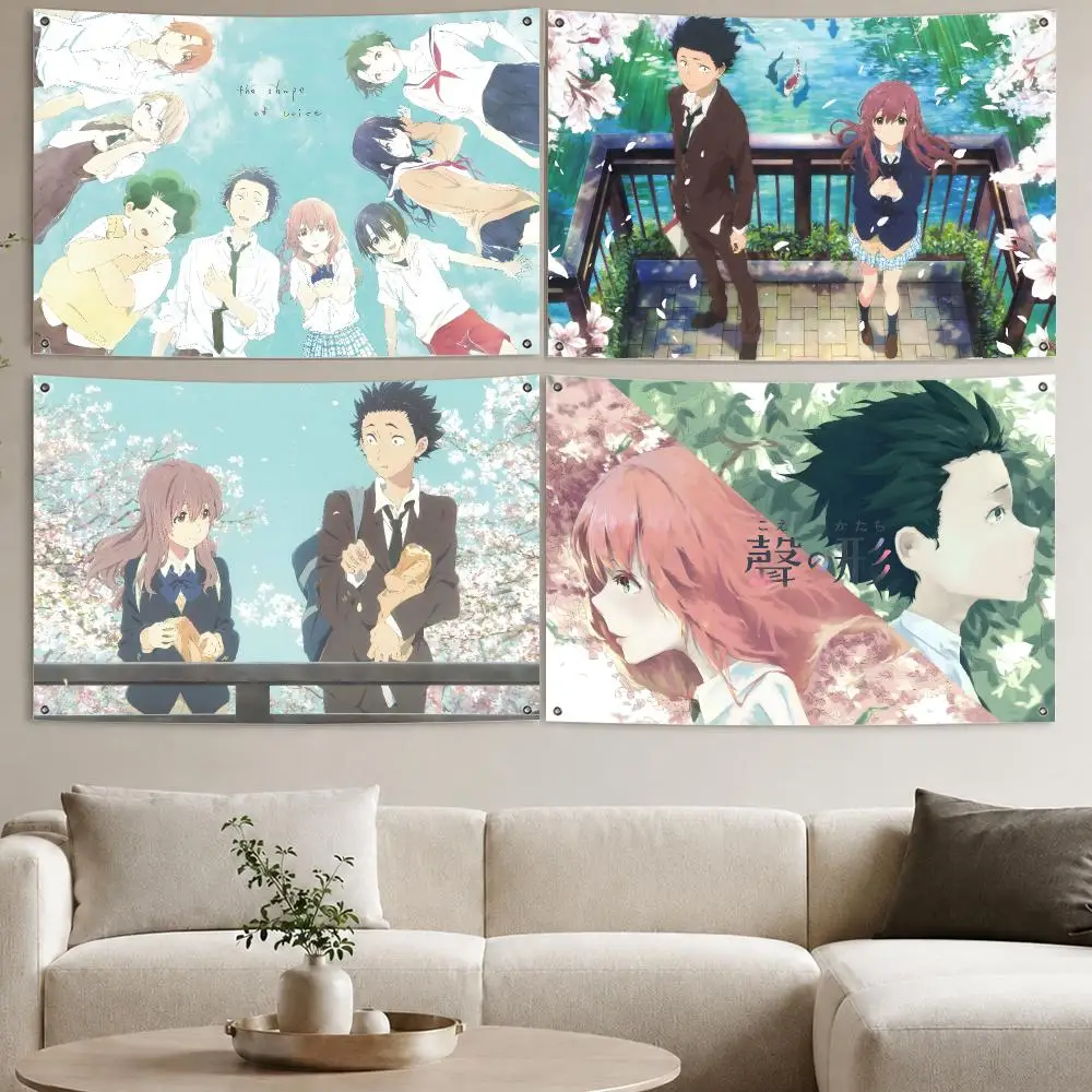 Anime A S-Silent V-Voice Flags Aesthetic Wall Tapestry Printed Wall Hanging Living Room Party Outdoor Decor