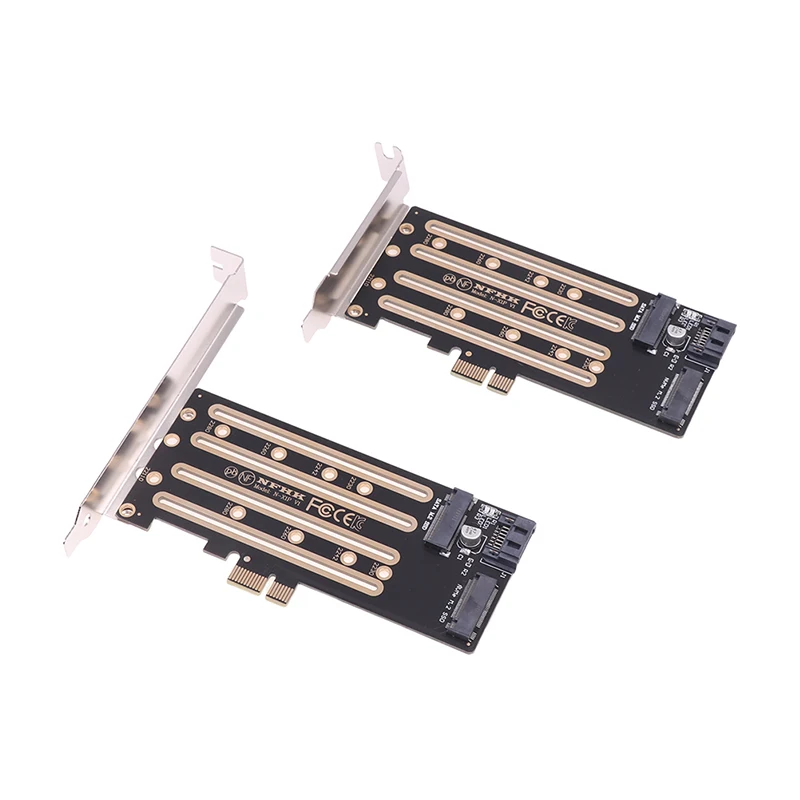 1pcs NVMe M.2 SSD To PCIe 3.0 4.0 x4, SATA M.2 SSD To SATA dual-purpose Adapter With Bracket