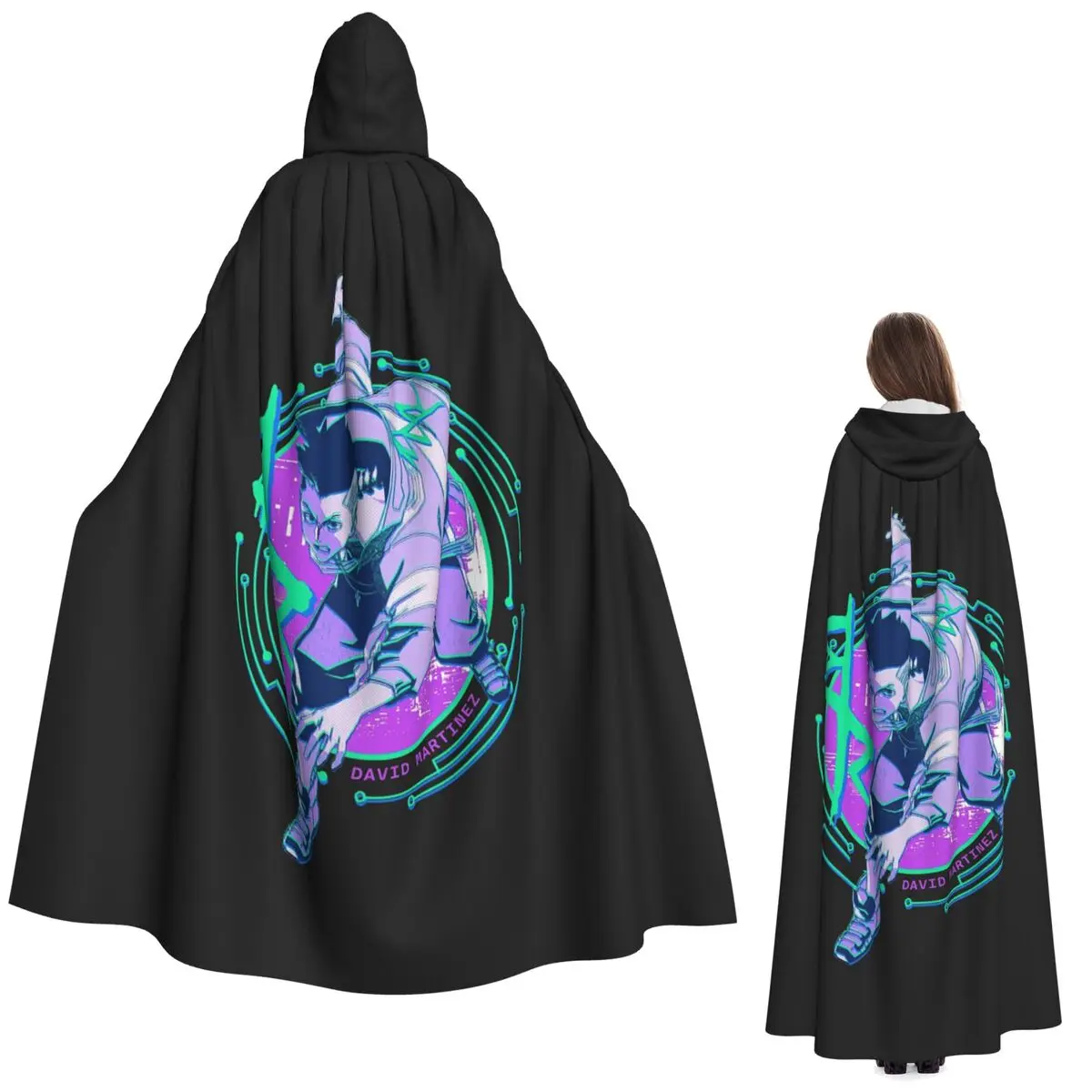 

David Cyberpunk Edgerunners C Long Hooded Cloak Witch Medieval Costume Cosplay Cape HalloweenCoat Adult Unisex
