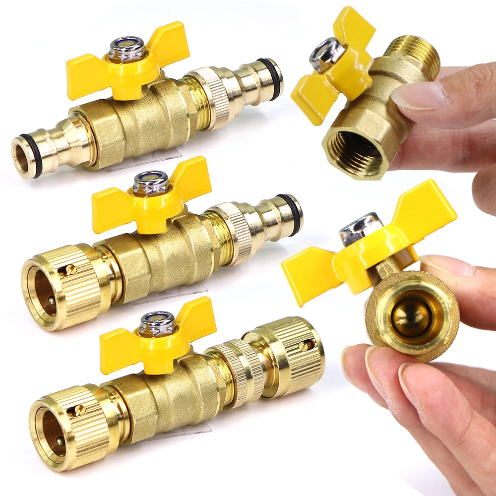 

16mm 1/2" Garden Brass Ball Valve Hose Adapter Irrigation Pipe Watering Fitting Quick Connector Coupling Joints Connect Repair