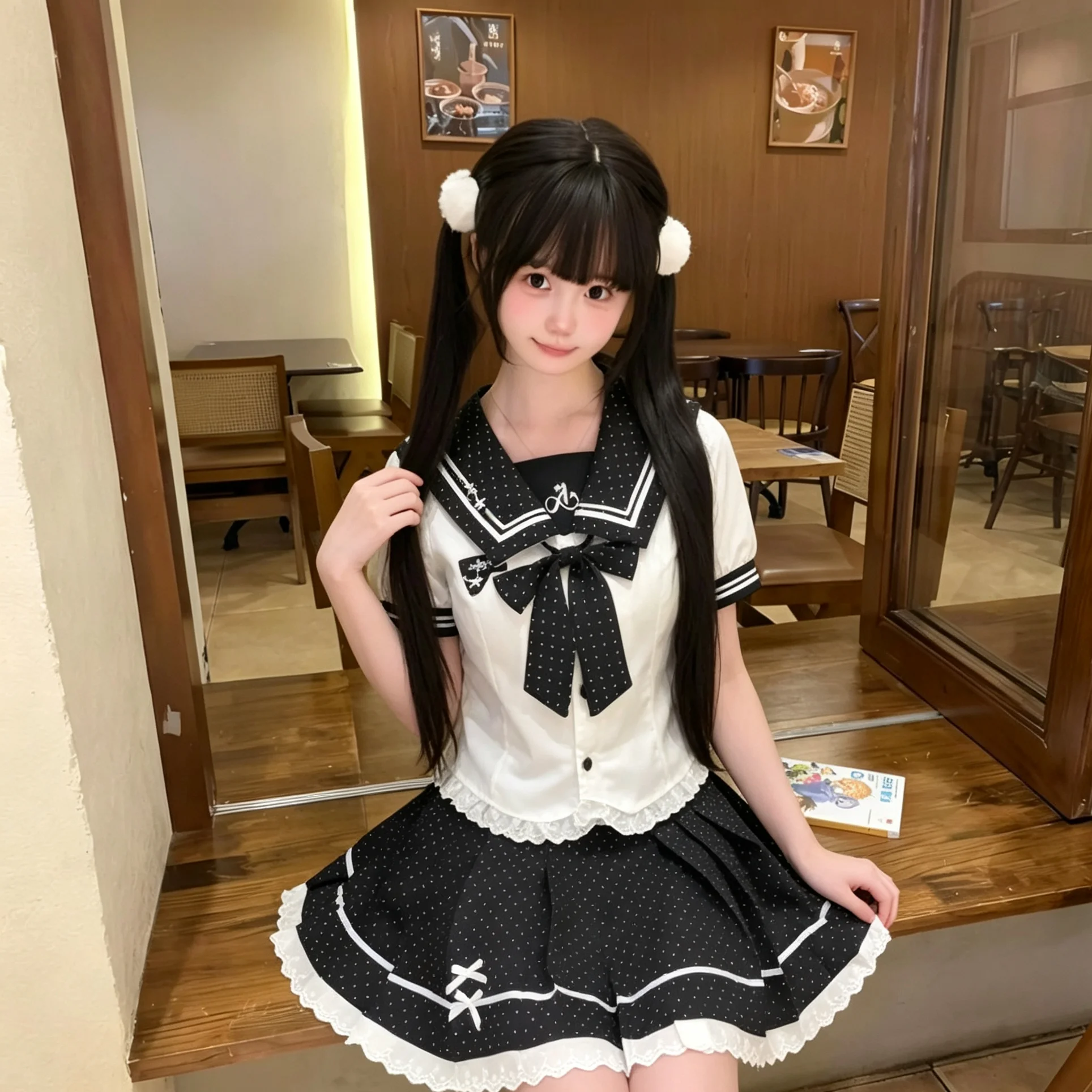 2026 New Black and White Polka Dot Sweet Sailor Suit with Embroidery, College Style, Slim Waist JK Uniform Set
