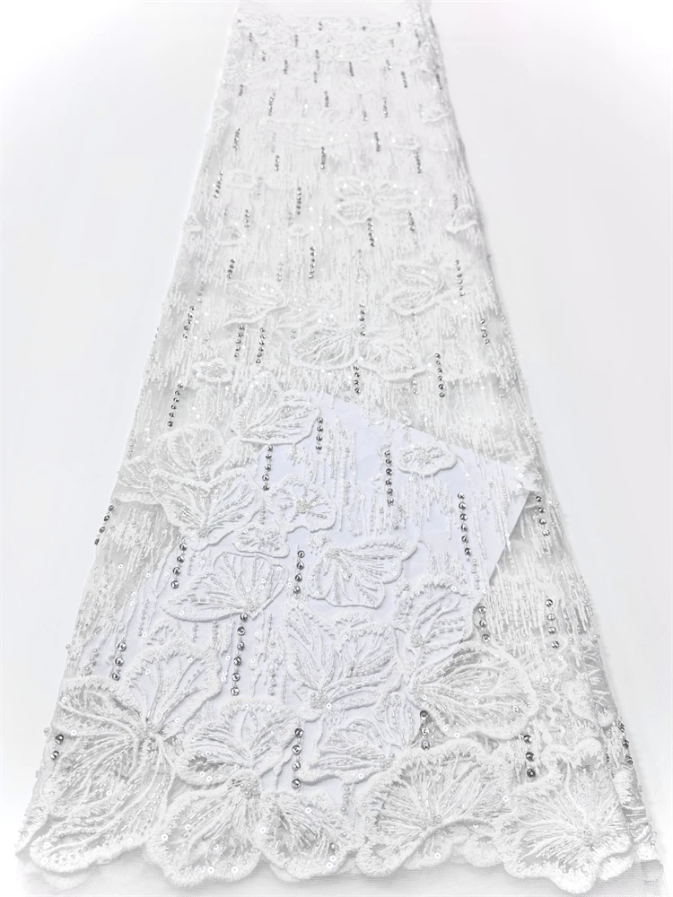 

Оптовая продажа кружевной ткани с бисером, французское сетчатое кружево с пайетками, африканское кружево 2026 высокого качества, свадебное кружево, сетка с бисером