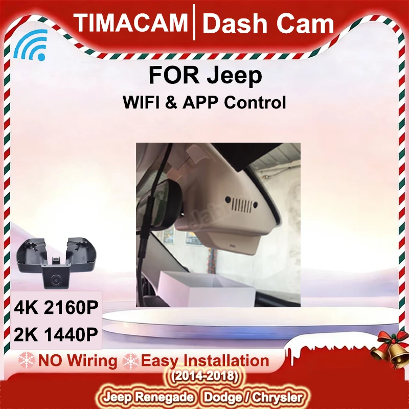 

TIMACAM 2K 4K 2160P видеорегистратор передняя и задняя камера DVR Wi-Fi Plug and Play видеорегистратор для Jeep Renegade Dodge Chrysler 2014-2018