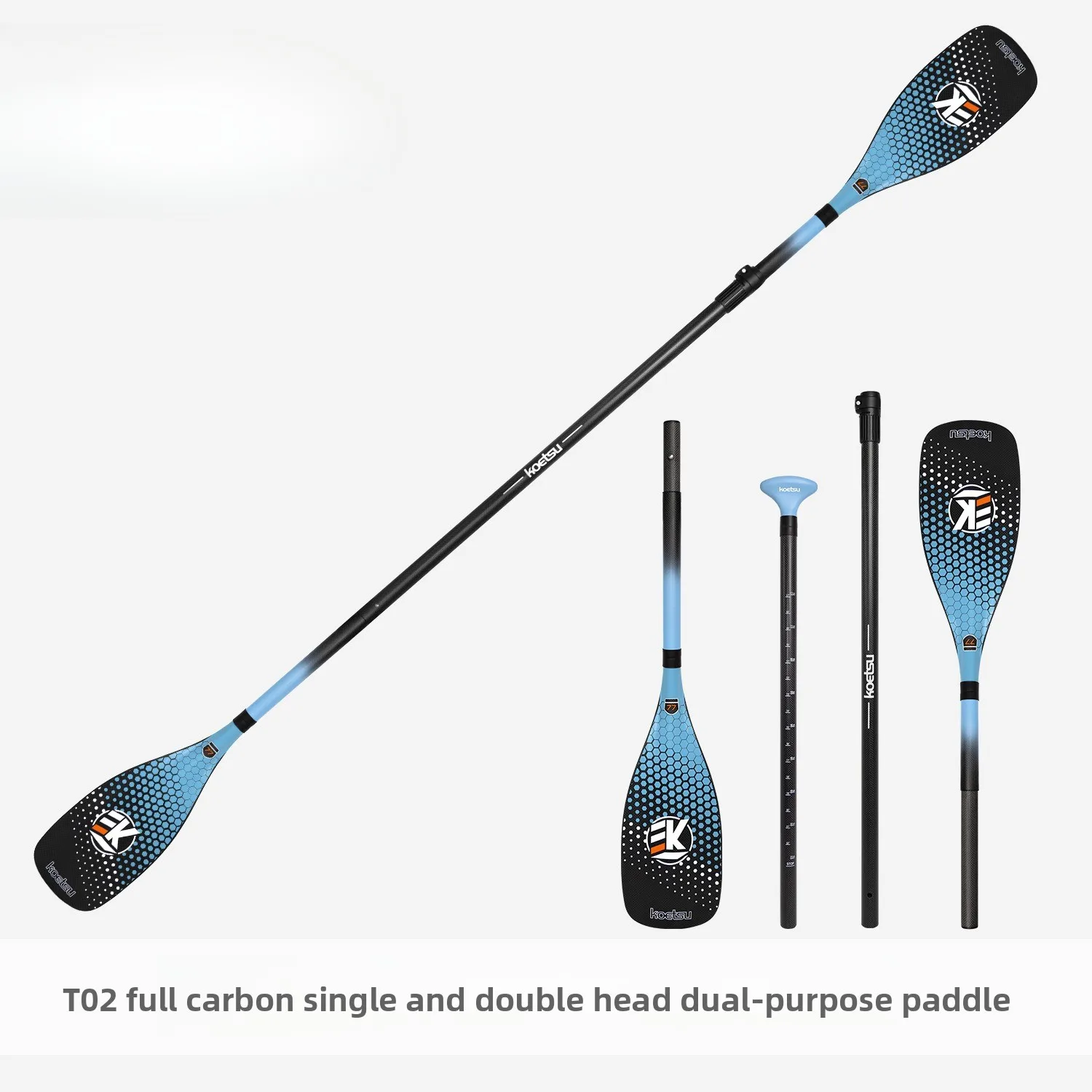 Full Carbon Single And Double Head Dual-purpose Paddle Carbon Fiber KAYAKA Paddle Kayak Combination Pulp