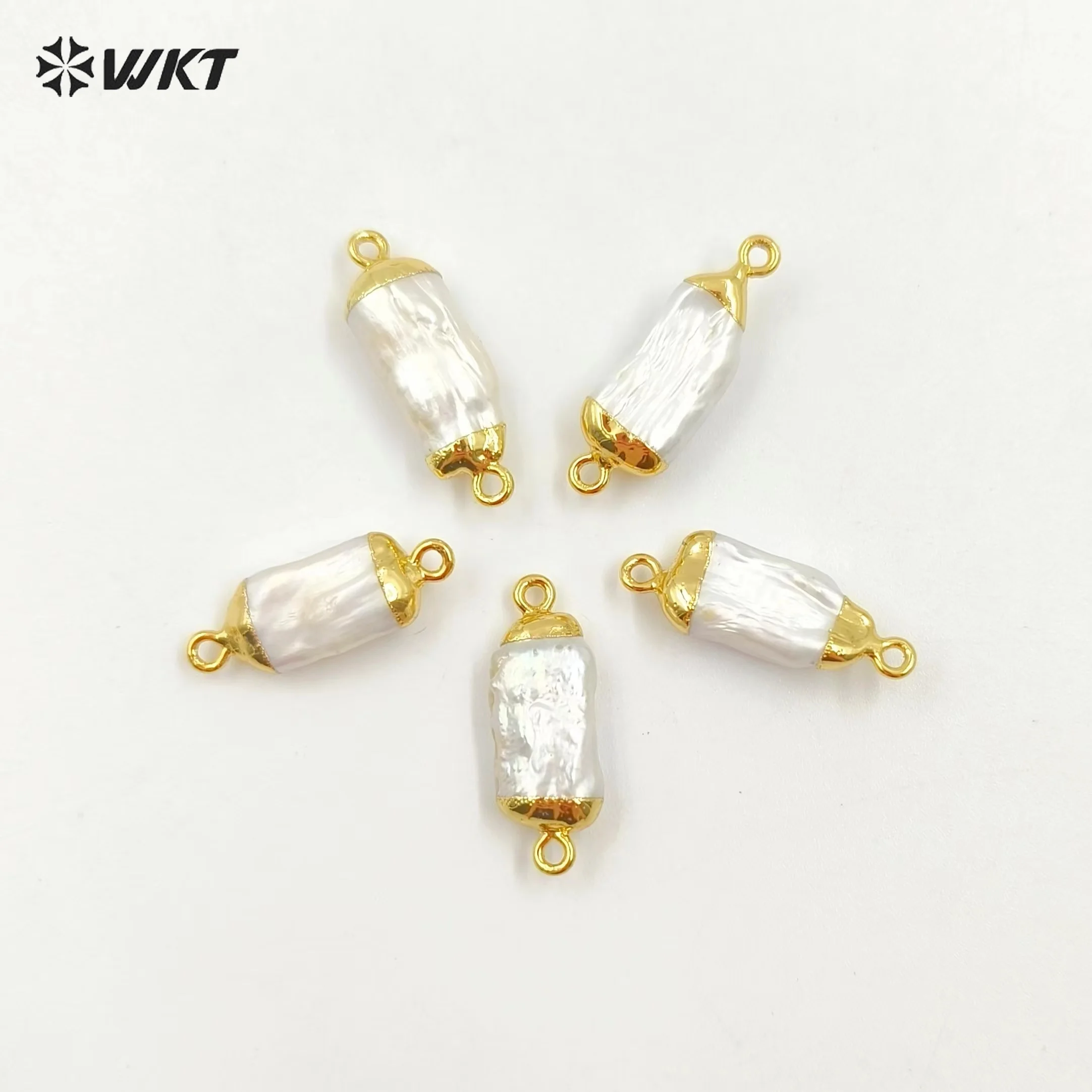 WT-C131 WKT Genuine stick connector wholesale 10pcs freshwater pearl connector for jewelry making as gift
