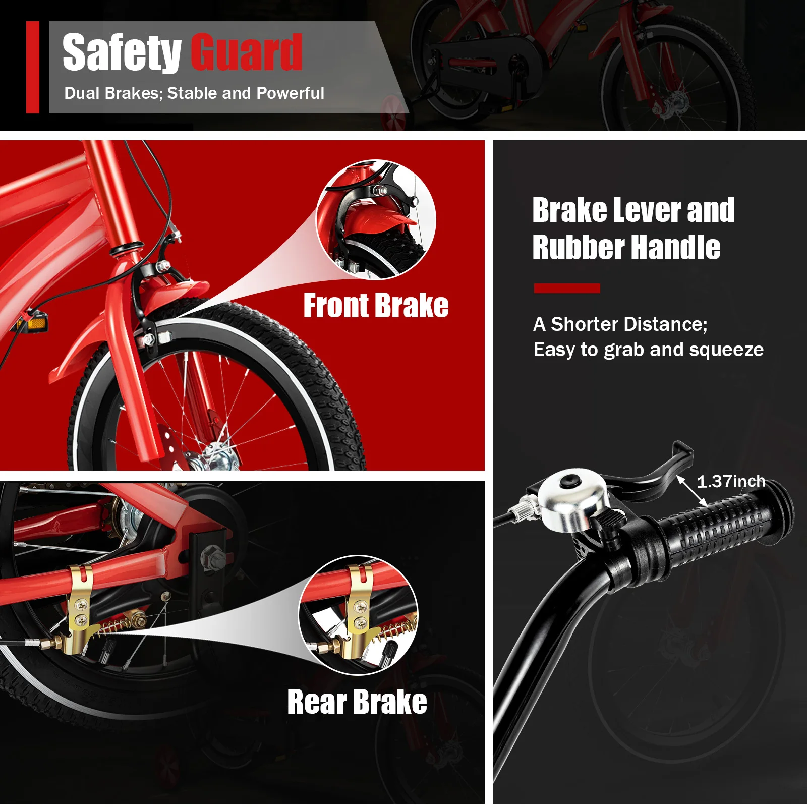 دراجة أطفال 14 بوصة للأولاد والبنات دراجة أطفال للجنسين مع عجلة تدريب آمنة 22 بوصة - 26.3 بوصة ارتفاع قابل للتطبيق لعمر 3-6 سنوات #4