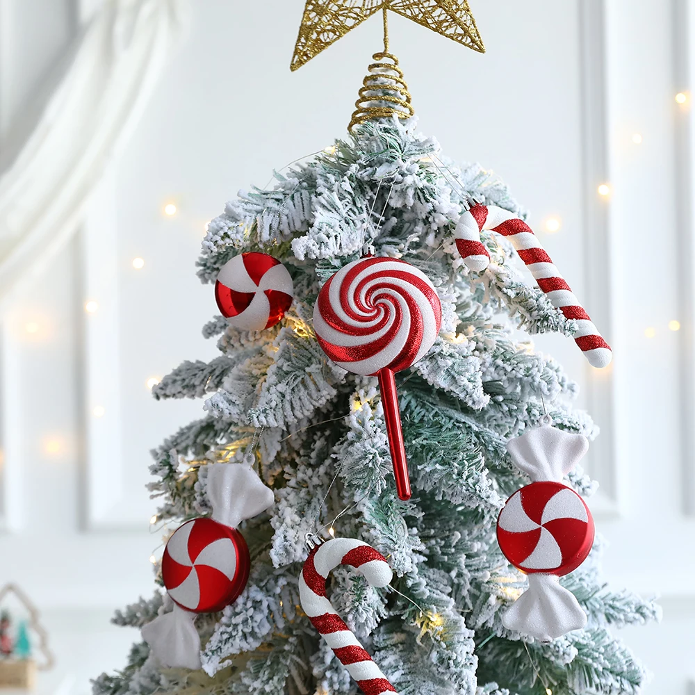 3pcs Christmas Hanging Candy Balls Red White Candy Cane Pendant Home Party Christmas Tree Decorations Xmas Navidad New Year