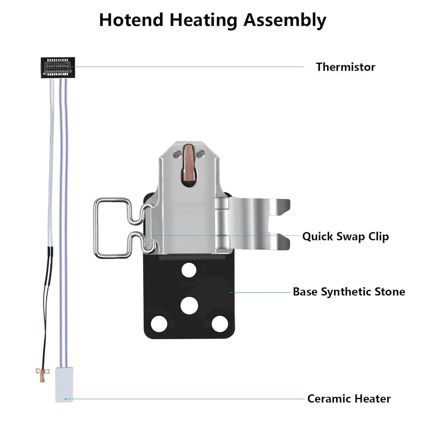 For BambuLab 3D Printer A1 Series Hotend Heating Assembly， Print Head Heater Thermistor and Heating Kit for A1 and A1 mini