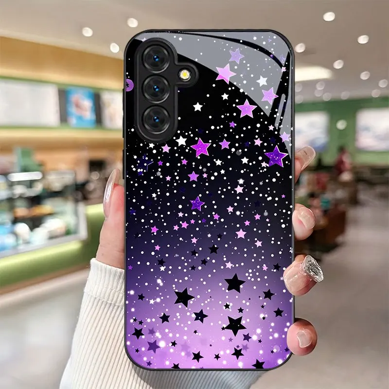 Purple Gradient Starry Sky Star Print Pattern Phone Case, Suitable for Galaxy S26/S25/S24/S23/S22/S21 and other models