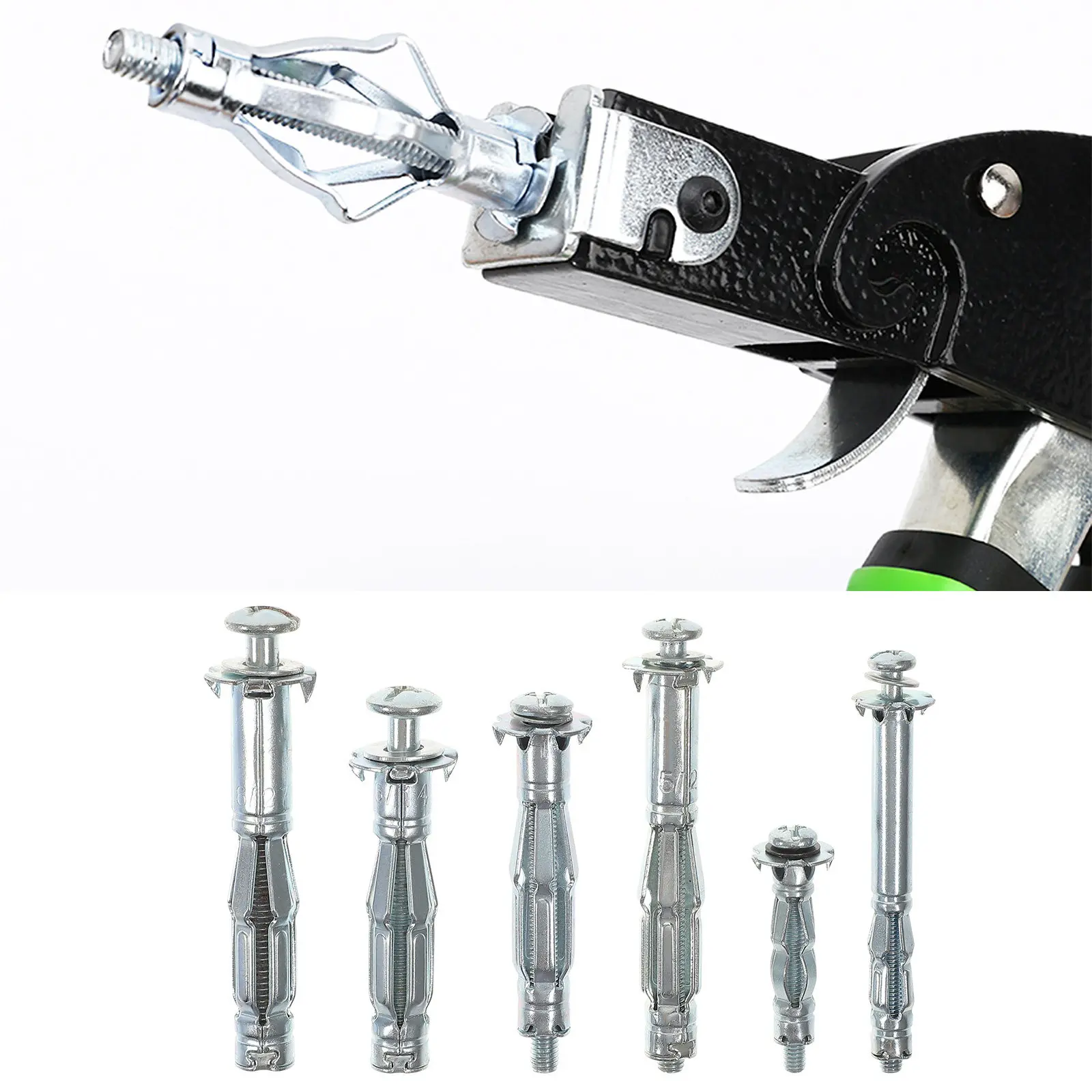 42Pcs Hollow Door Anchors Galvanized Carbon Steel Rust Resistant Hollow Wall Anchors for Drywall Jack Nut Tool Screw Fastening