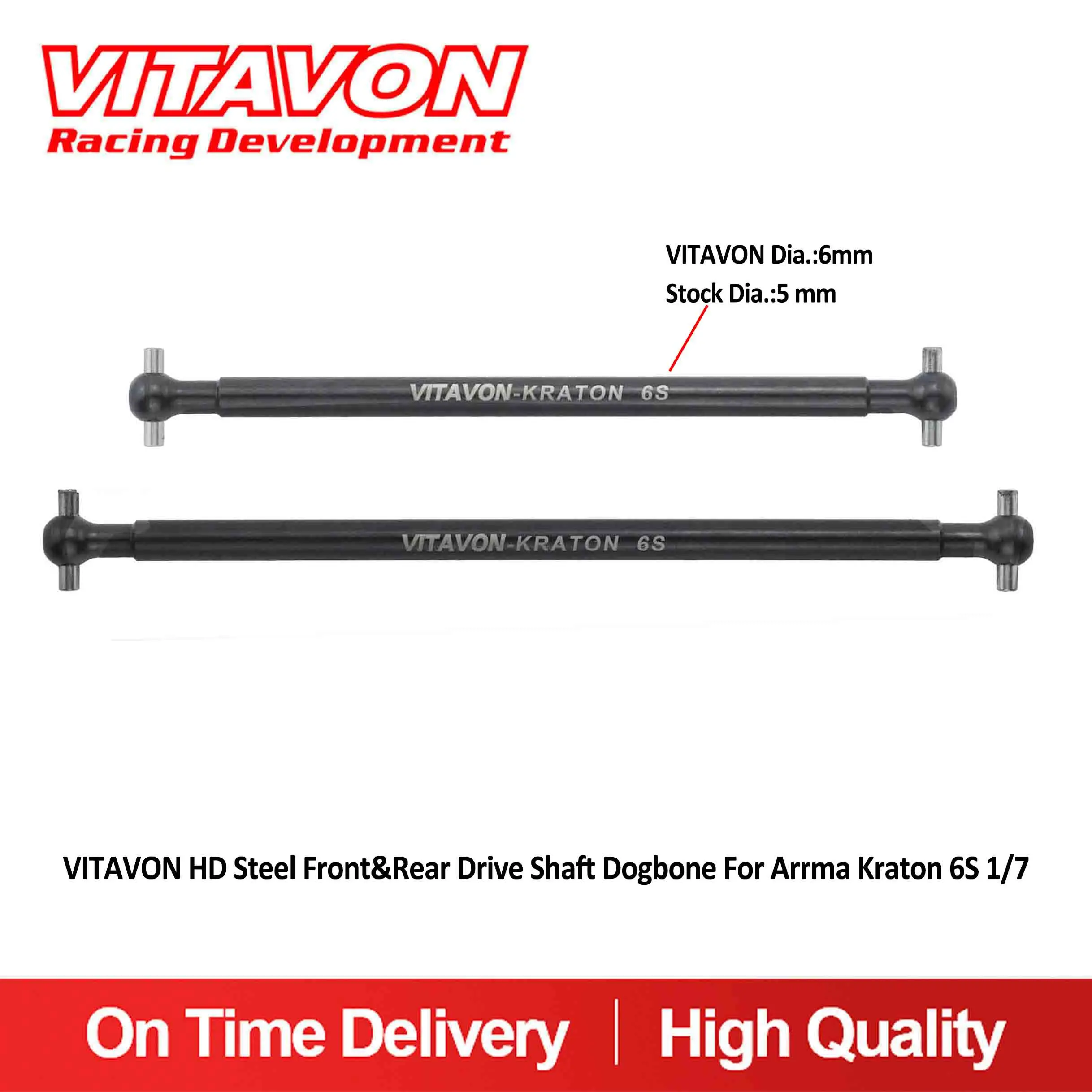 VITAVON HD Steel Front&Rear Drive Shaft Dogbone For Arrma Kraton 6S 1/7