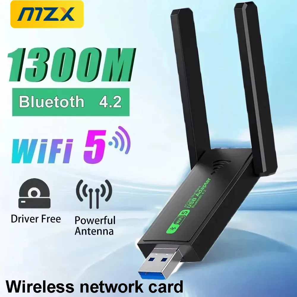 

1300 Мбит/с Wi-Fi адаптер беспроводной приемник-передатчик Bluetooth Dongle USB 3,0 сетевая карта двухдиапазонный 2,4G 5 ГГц для настольного ноутбука