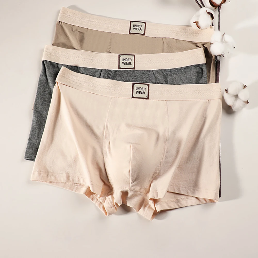 

3PCS/Pack L-4XL Cotton Antibacterial Men's Panties Hygroscopic Breathable Crotch Boxers Man High Elastic Comfortable Underpants
