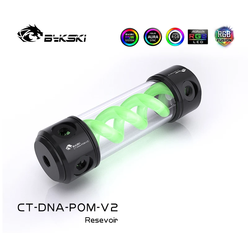 Bykski Length 190/ 260mm 50mm Diameter Reservoir POM+Acrylic Double Helix T-Virus Cylindrical Water-Cooled Tank CT-DNA-POM-V2