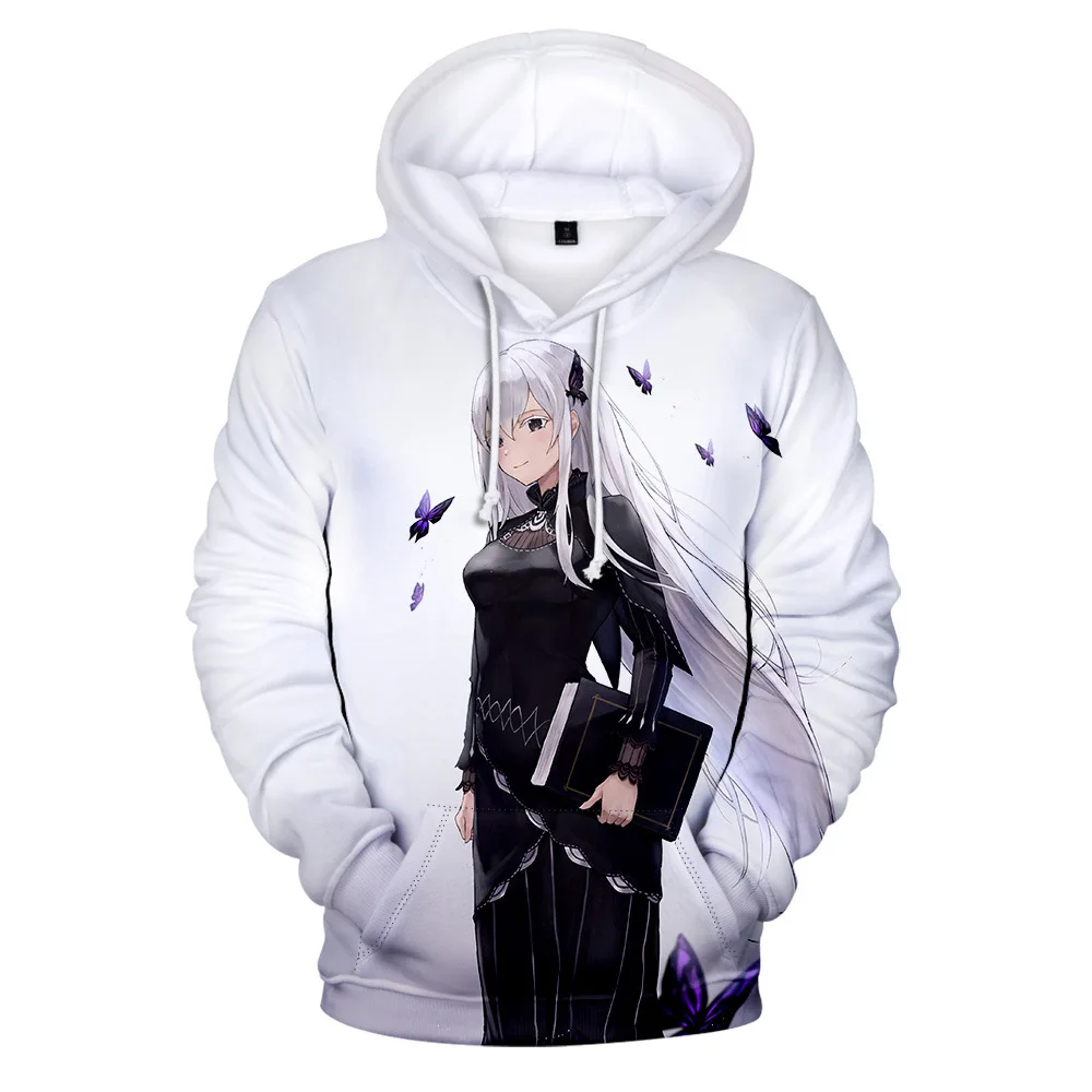 Sudadera con capucha 3D para hombre y mujer, ropa de calle Harajuku Re zero, Tops, vida en un mundo diferente, desde cero, 2024