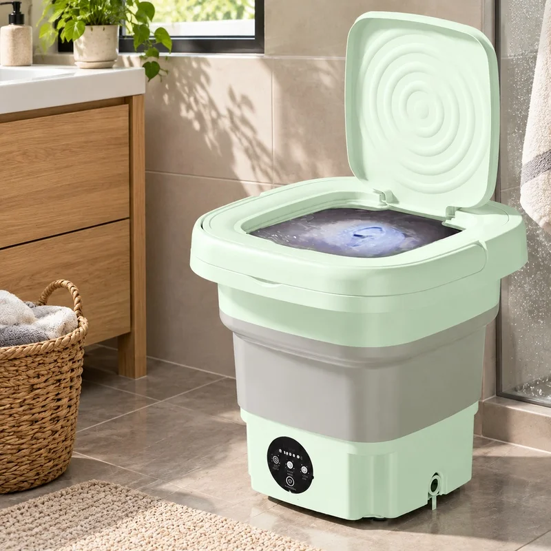 Foldable Mini Laundry Washer for Small Items, Compact Portable Design Ideal for Dorm Rooms and Delicates