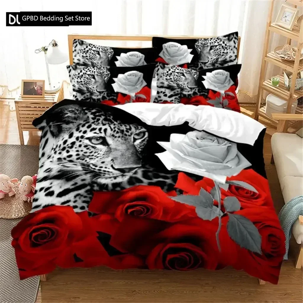 Red Rose Bedding Set Quilt Duvet Cover Comforter Pillow Case 3D HD Double Full King Queen Twin Single 3PCS 2PCS Bedroom Flower