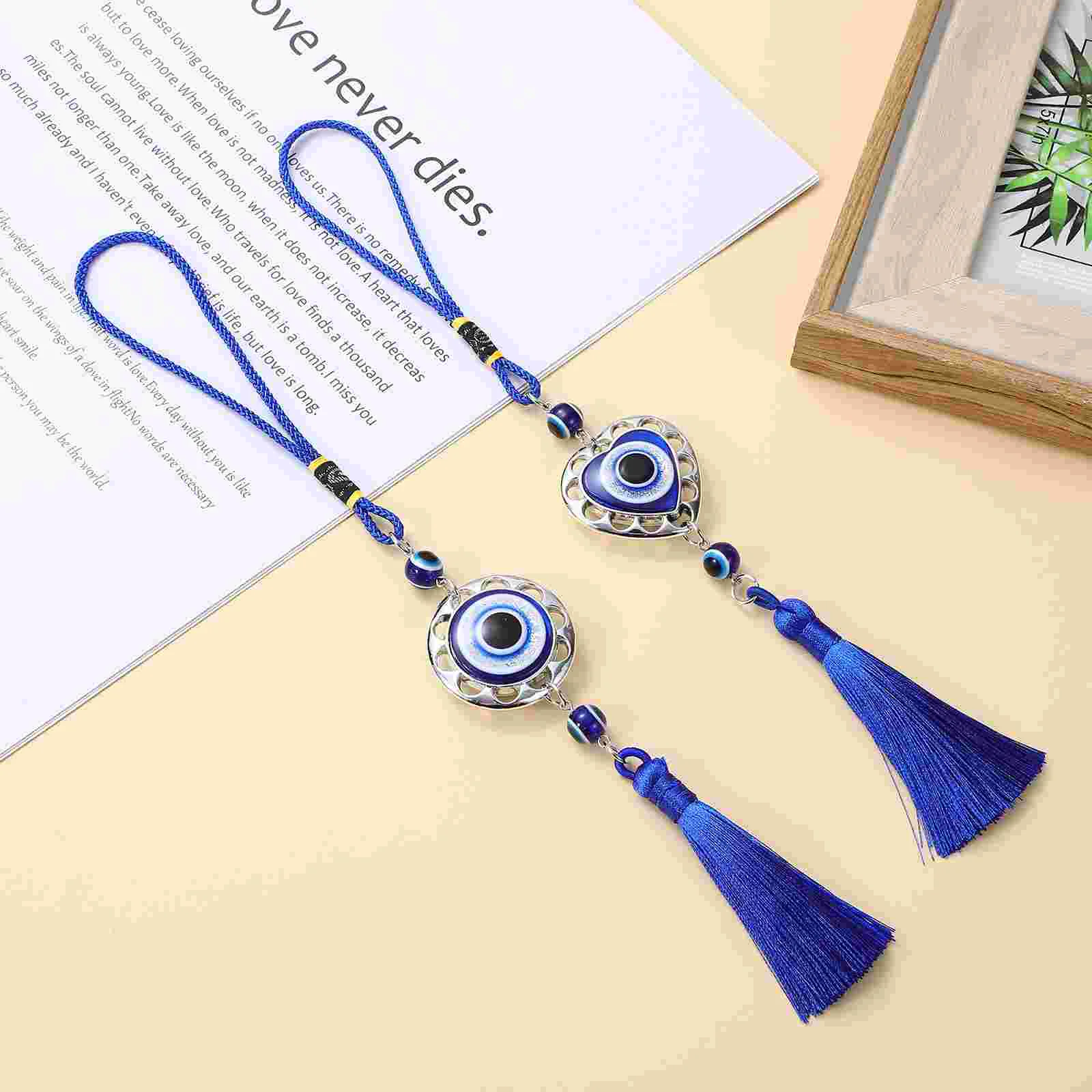 6 Pcs Car Ornaments Rear View Mirror Hanging Accessories Evil Eye Pendant for Metal Decor