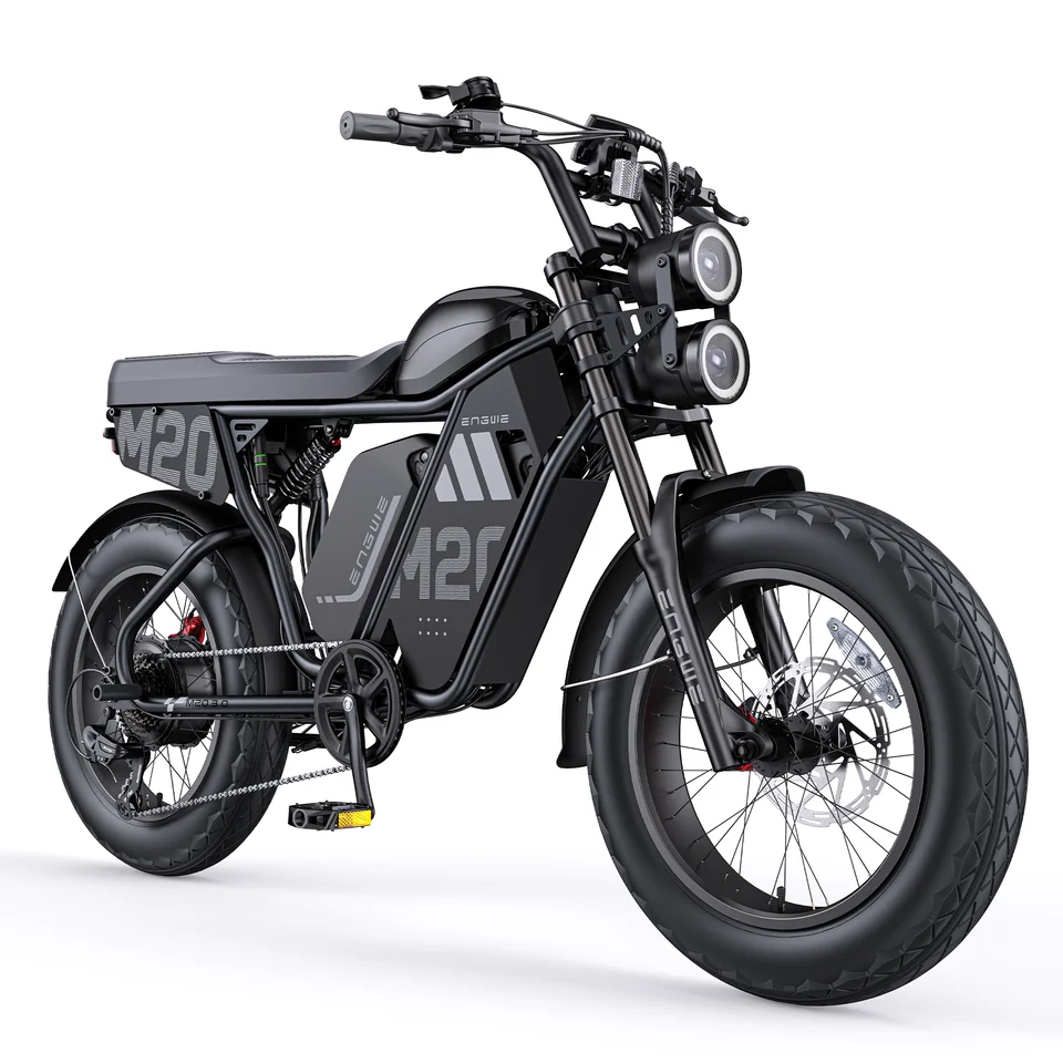 ENGWE M20 3.0 Moped-Style Electric Bike, 3300W Peak, 60V 20Ah, 40 MPH, 90-Mile Range, 20x4 Tires, Full Suspension