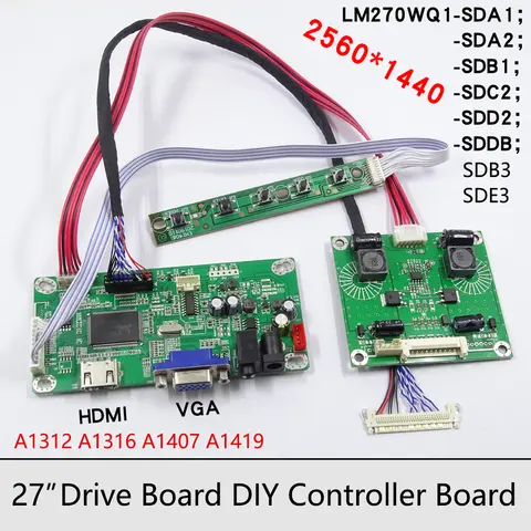 Zestaw płytki kontrolera HDMI + VGA dla 2560X1440 LM270WQ1(SD)(E3) LM270WQ1-SDE3 płyta sterownicza ekranu LCD LED