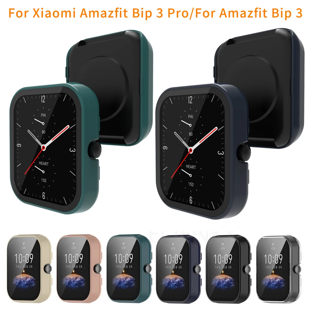 

Жесткий чехол из поликарбоната и закаленное стекло для Xiaomi Amazfit Bip 3 Pro, чехол с полным покрытием, защитный чехол для Amazfit Bip3, Защитная пленка для экрана