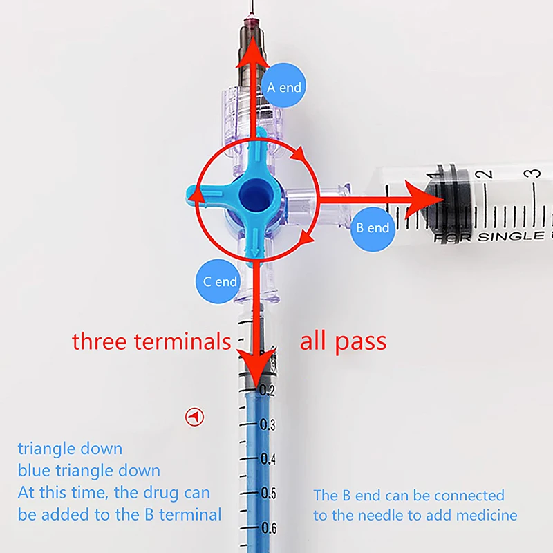 1pcs Plastic Three Way Stop Cock For Clinical Hospital Luer Lock Adapter 3 Way Stopcock Flexible T-connector Extension Tube