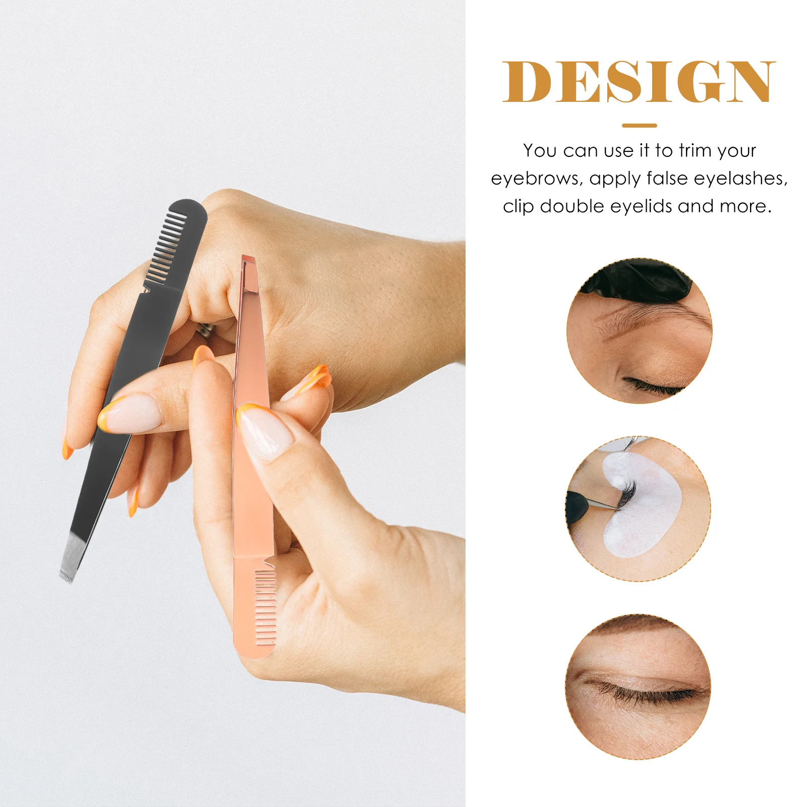 3-teiliges Augenbrauen-Klemmen-Kamm-Set aus Edelstahl, 2-in-1, multifunktionales Make-up-Werkzeug zum Formen von Brauen, der Wimpern auftragen, doppeltes Augenlid