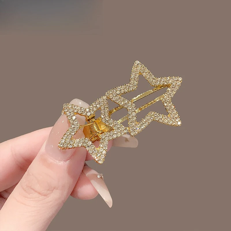 

Sparkling Star Hair Clips Women Trendy Double-Star Accents Stylish Delicate New Headwear For Cute Side Bangs & Daily Hairstyles