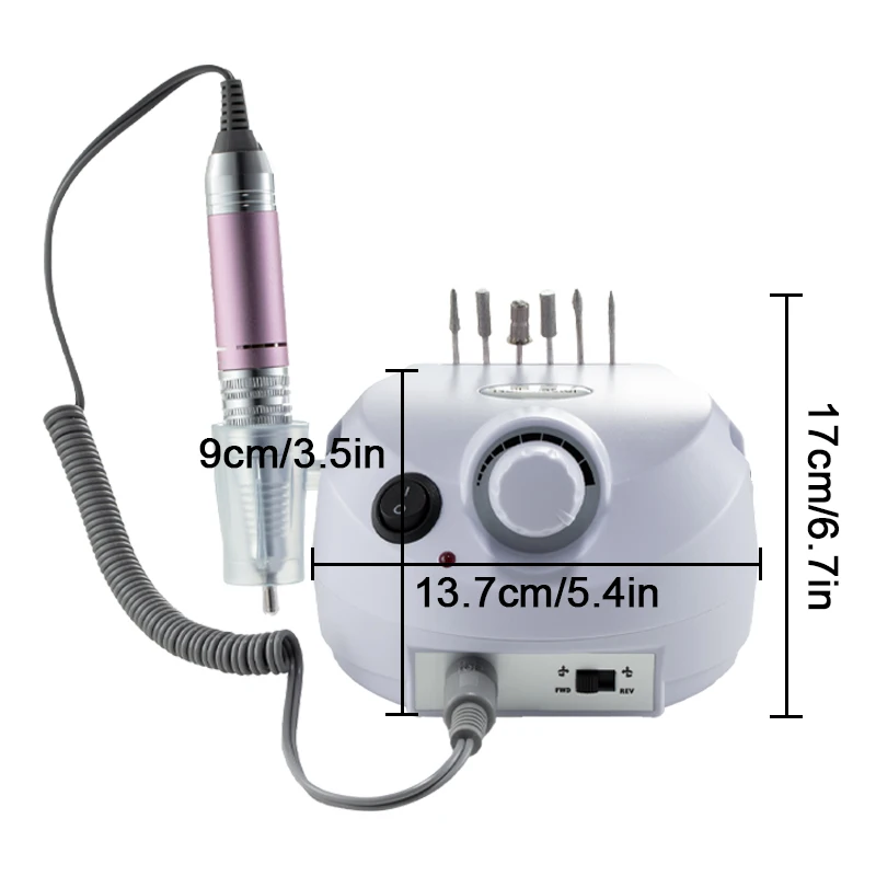 Broca elétrica para unhas 35000RPM – Kit Efile para acrílico, gel, pó de imersão – Ferramenta de manicure e pedicure para uso doméstico e em salão de beleza