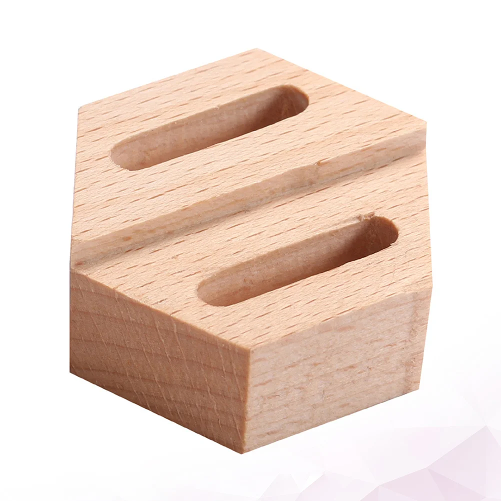

1pc Wooden Ring Box Two-Piece Set Geometric Design Anti-Slip Bottom Jewelry Showcase Craft Retail Store Holder Ring Display