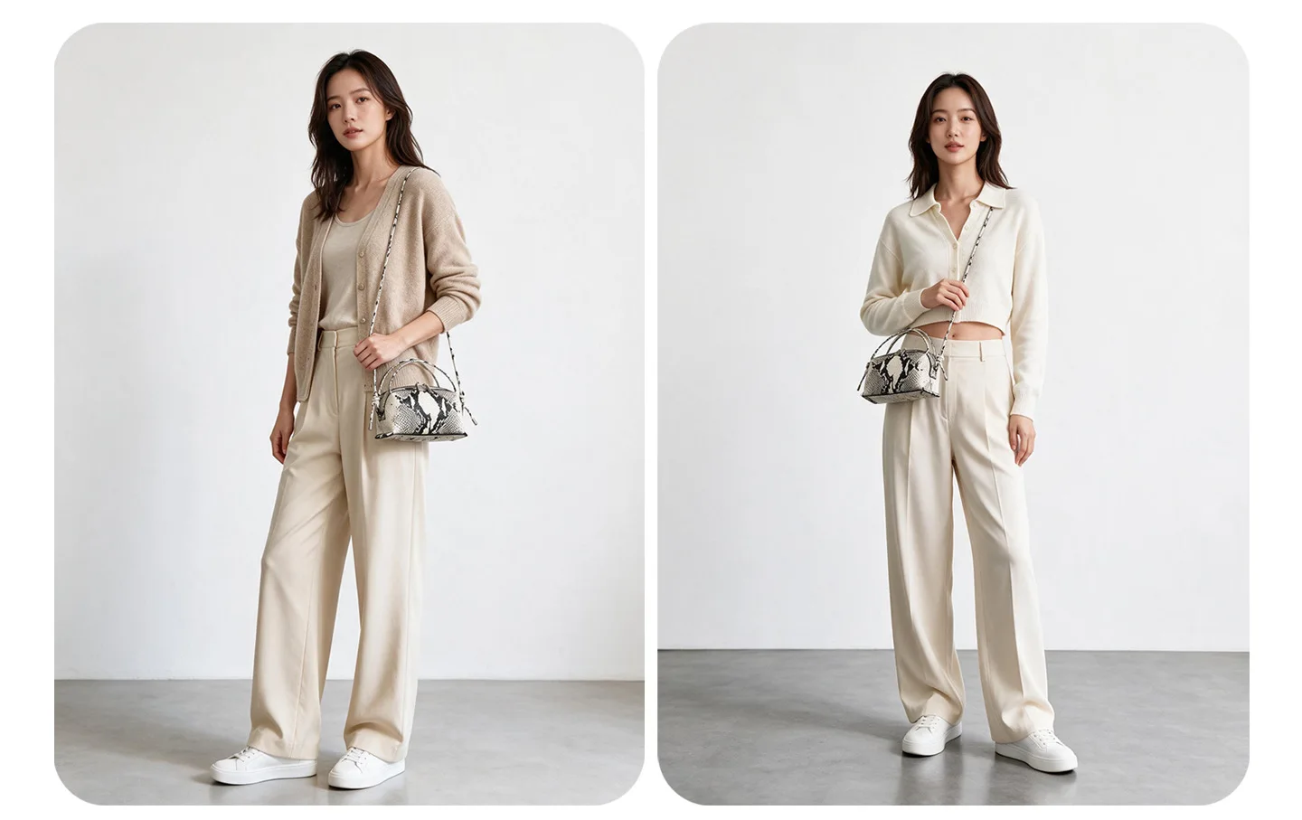 2026 New Leather Minimalist Handbag Niche High-end Fashion Small Square Bag White Snake Pattern Shoulder Messenger Bag