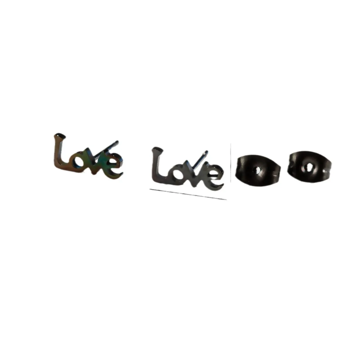 Amazon cross-border retro English alphabet combination love stud earrings stainless steel simple personality small earrings whol view 5