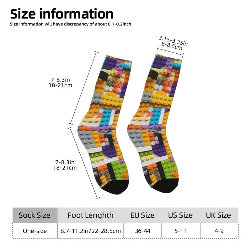 Custom Colorful Building Blocks Patern Men's Crew Socks Unisex Funny Spring Summer Autumn Winter Dress Socks