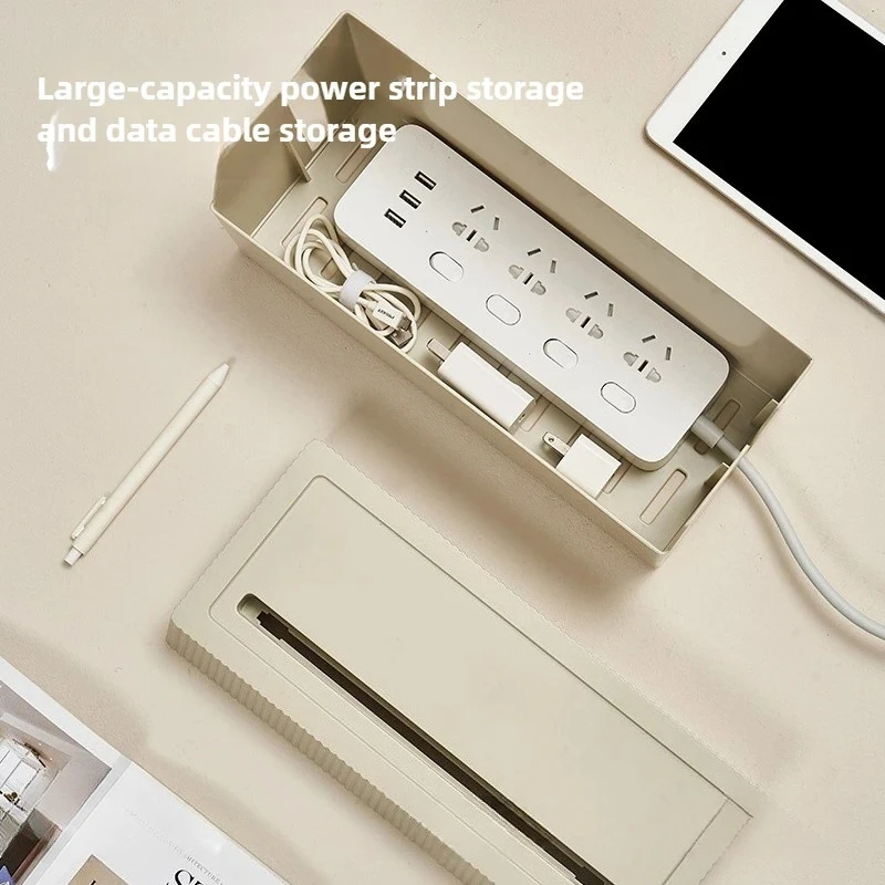 Cable Storage Box Desktop Charging Data Cable Organizer Plug Socket Management Device Black White Storage Box Holder