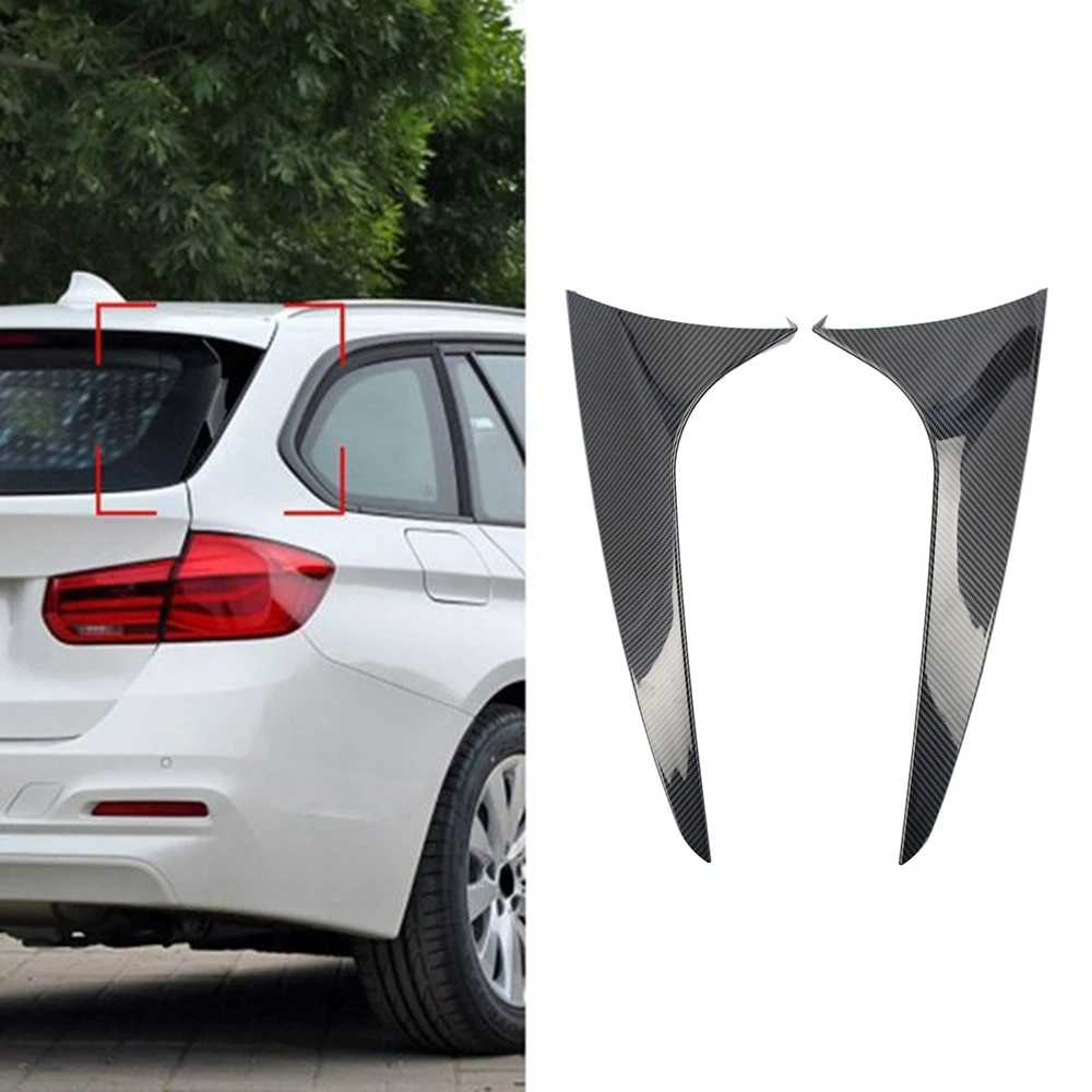 Car Rear Window Side Spoiler Trim for -BMW 3 Series F31 Touring Wagon 2012-2018 Side Wing Roof Stickers Cover Carbon ABS