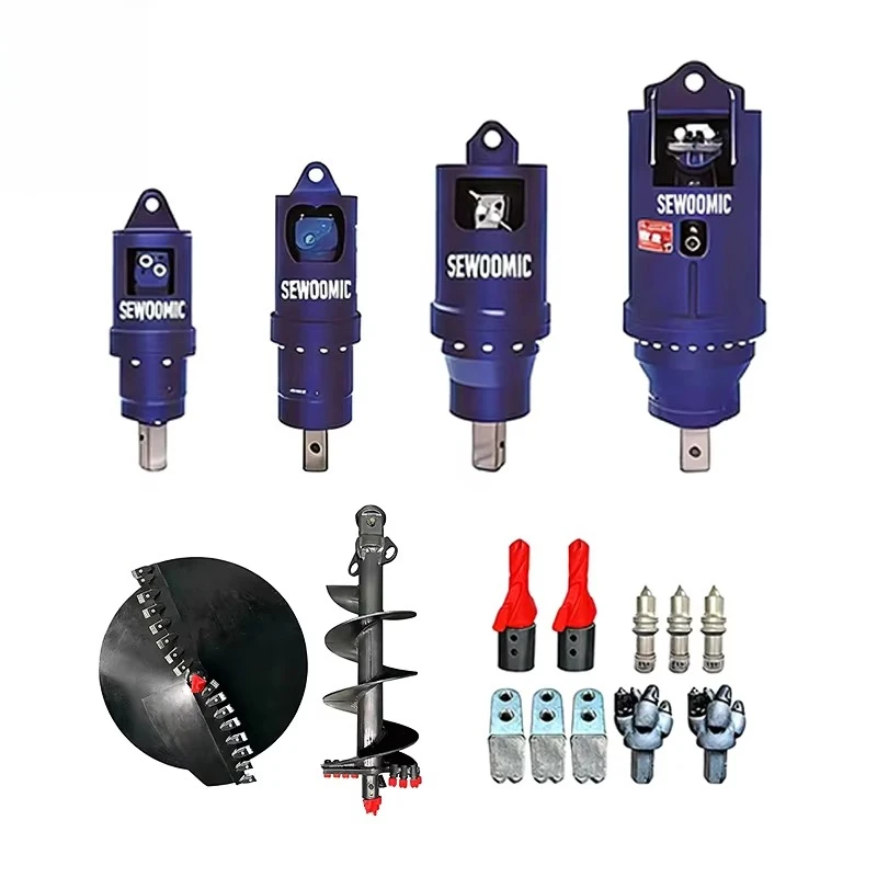Guchuan Hydraulic Earth Auger Drill Excavator Attachment Ground Screw Pile Drilling Machine