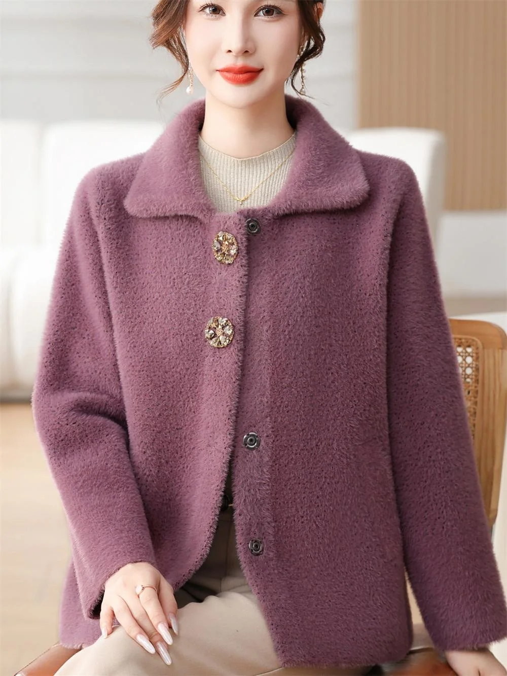 

Водонепроницаемое пальто из искусственного меха норки для женщин среднего возраста, модная осенне-зимняя верхняя одежда для женщин